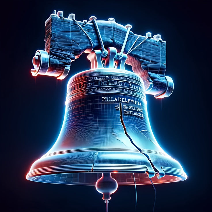 NEON WIREFRAME LIBERTY BELL