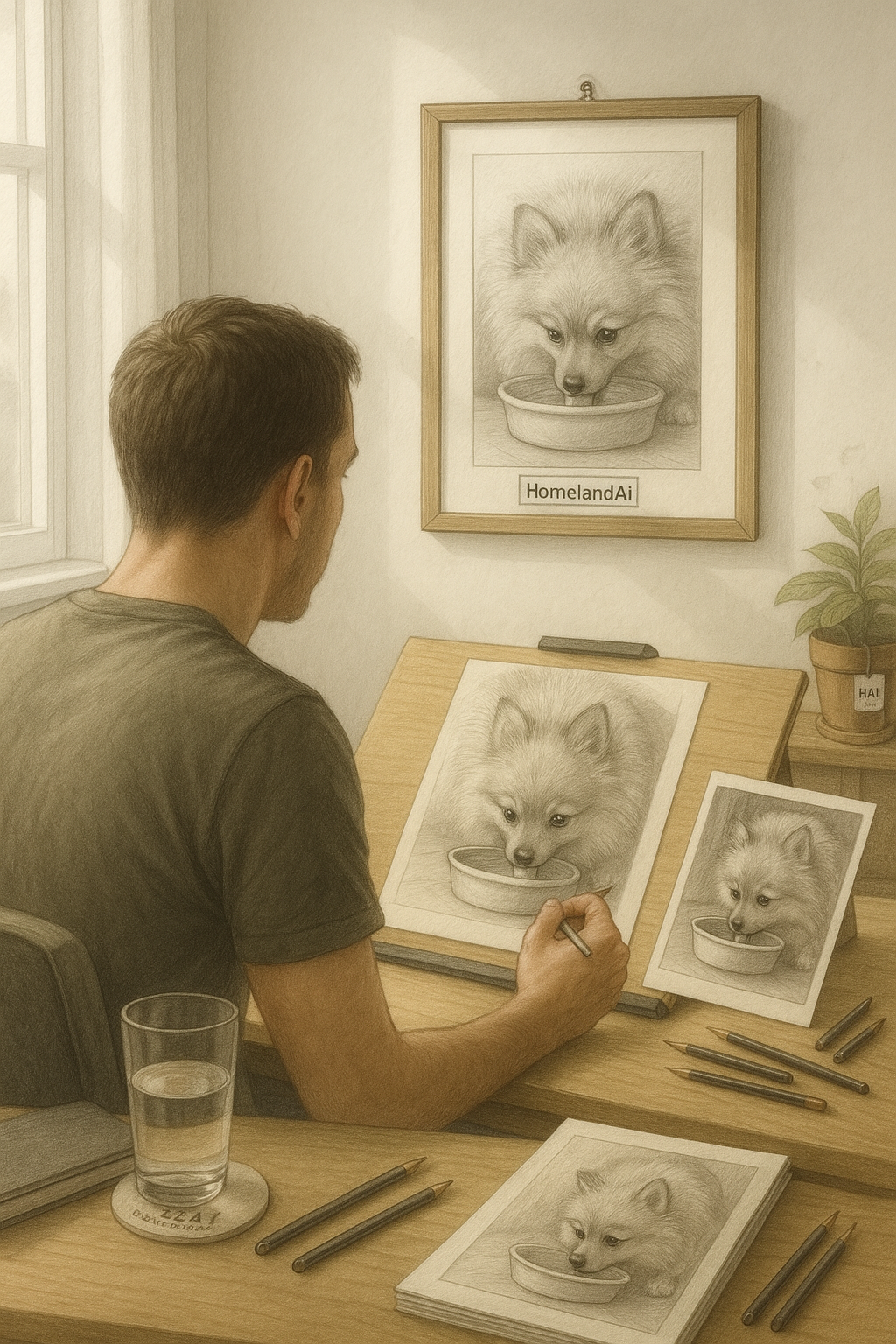 Morning Sip – HomelandAI Sketch Series