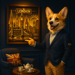 London Retro Skyline – Vintage AI Digital Art Print