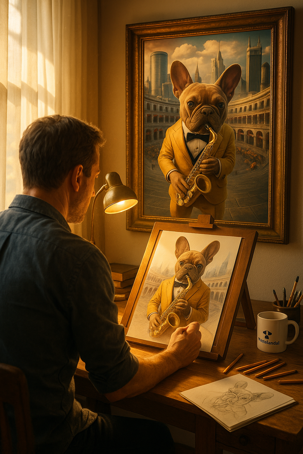 French Bulldog playing Sax | Sax in the Skyline