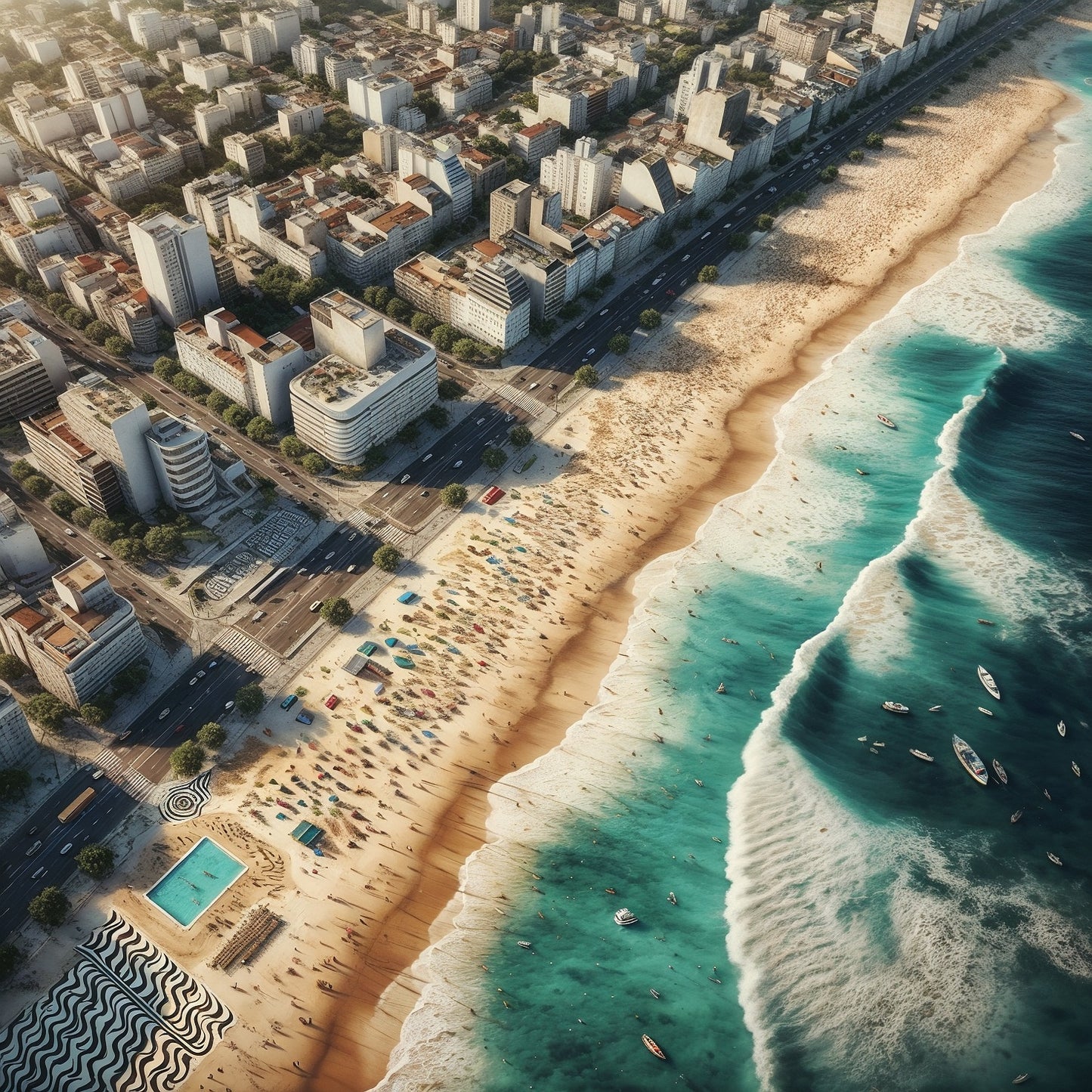 Aerial View of Copacabana Beach