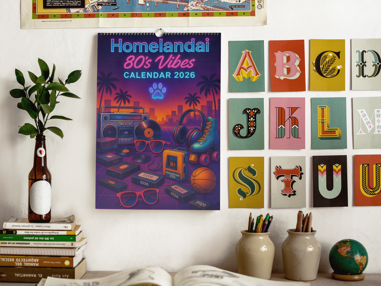 HomelandAi Retro 80's Wall Calendar (2026)